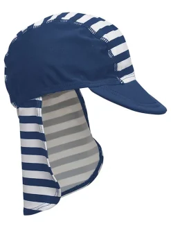 Pet met nekbescherming "Maritim" wit/donkerblauw