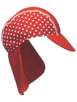 Pet met nekbescherming "Stippen" rood/wit