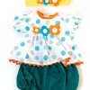 Poppenoutfit wit/groen/geel - vanaf 3 jaar