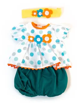 Poppenoutfit wit/groen/geel - vanaf 3 jaar