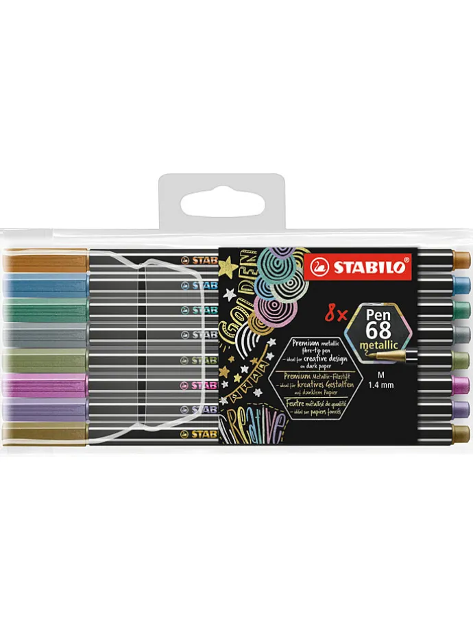 Premium metallic-viltstiften "STABILO Pen 68 - Metallic" - 8 stuks