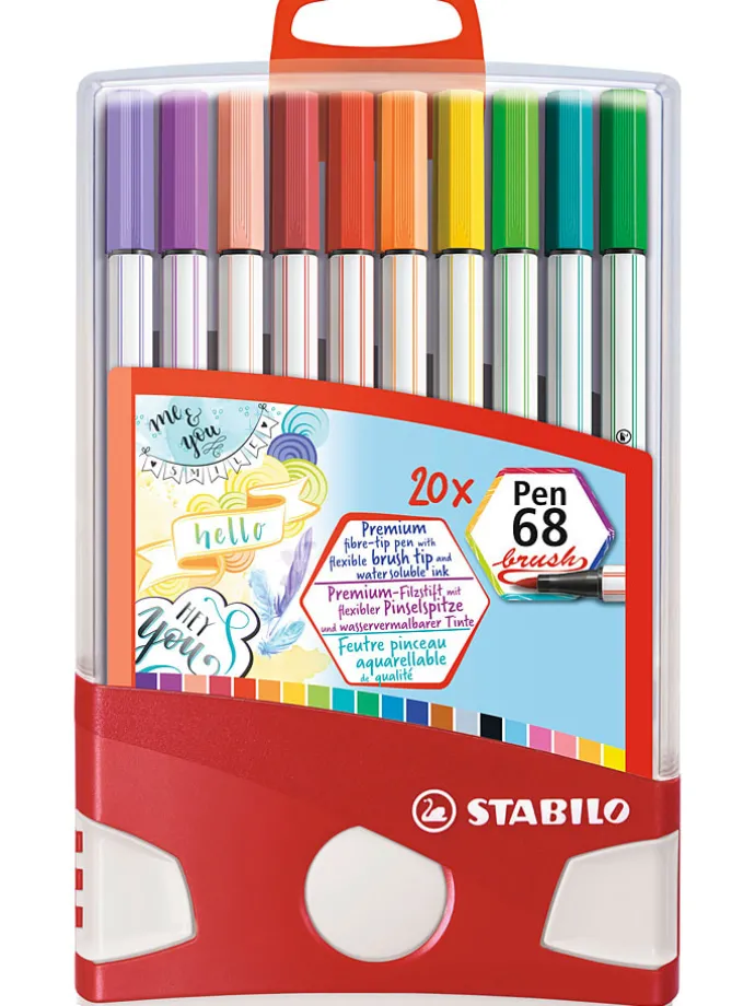 Premium viltstiften met penseelpunt "STABILO Pen 68 Brush" - 20 stuks