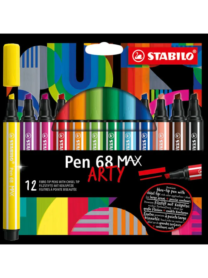 Premium viltstiften "STABILO Pen 68 MAX ARTY" - 12 stuks