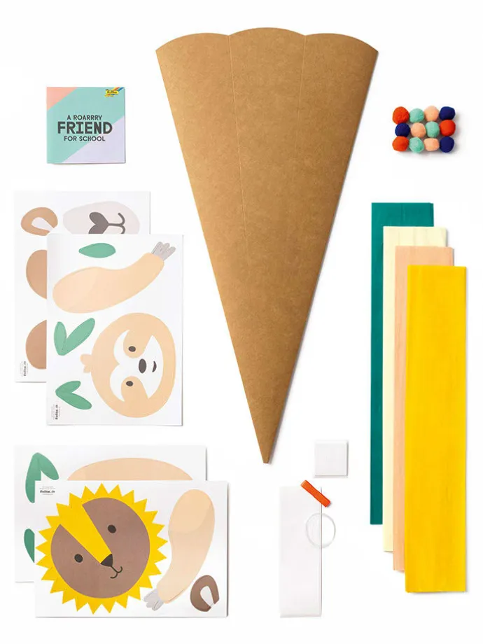 Puntzak-knutselset "SAFARI SCHOOL" beige/bruin