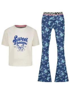 Pyjama crème/donkerblauw
