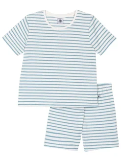 Pyjama lichtblauw/wit
