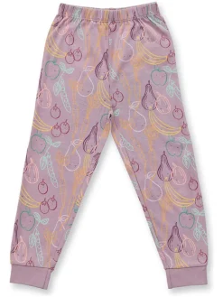 Pyjama "Long John" mauve/meerkleurig