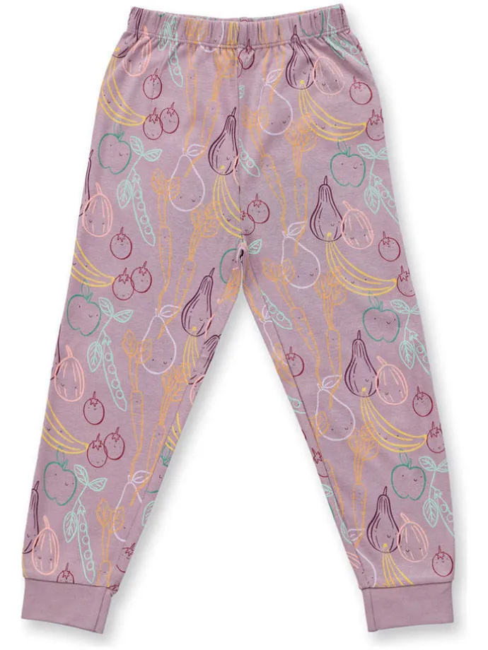Pyjama "Long John" mauve/meerkleurig