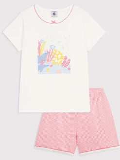 Pyjama wit/lichtroze