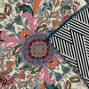 Satijnen bandana "Ornamental Flowers" beige/meerkleurig - (L)55 x (B)55 cm