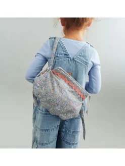 Schoudertas "Mollie" oranje/lichtblauw - (L)80 x (B)26 cm