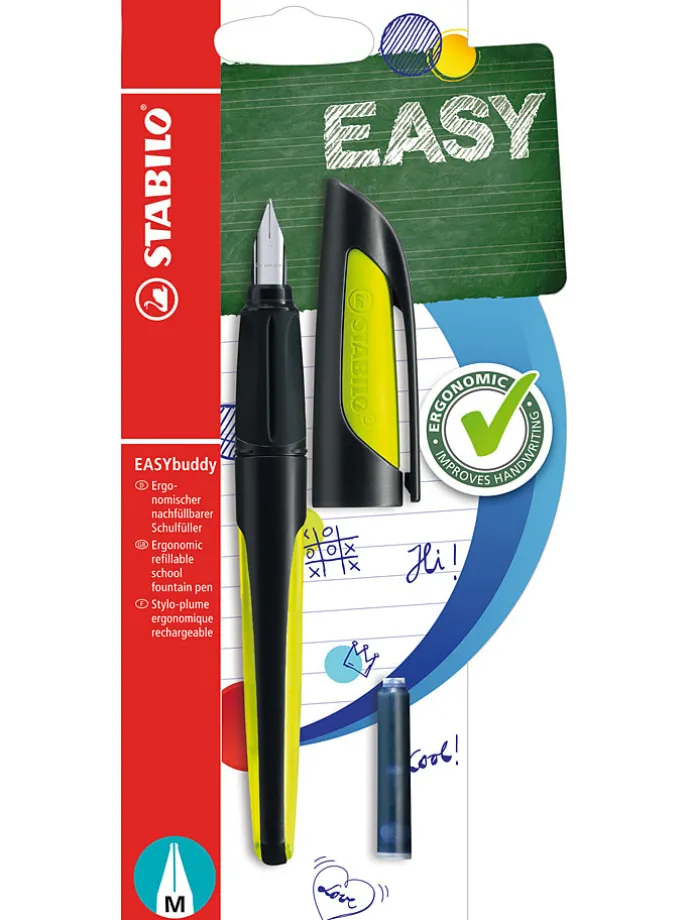 Schrijfleer-vulpen "STABILO Easy buddy - Feder M" zwart/groen
