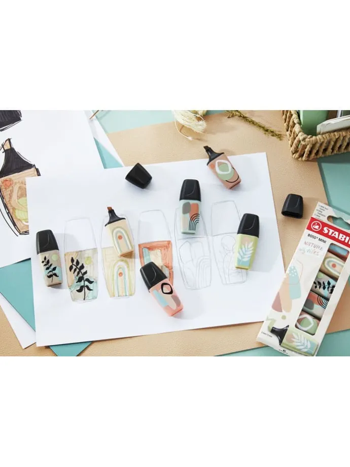 Set van 2: markeerstiften “STABILO BOSS MINI Naturevibes” - 2 x 3 stuks