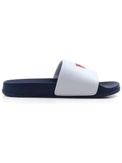 Slippers wit/donkerblauw