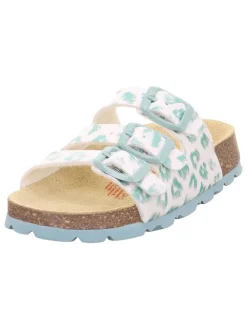 Slippers wit/turquoise