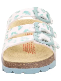 Slippers wit/turquoise