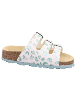 Slippers wit/turquoise
