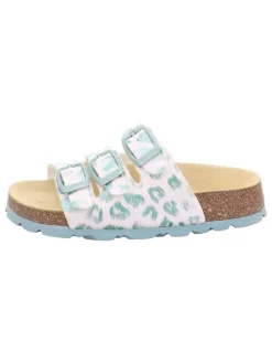 Slippers wit/turquoise
