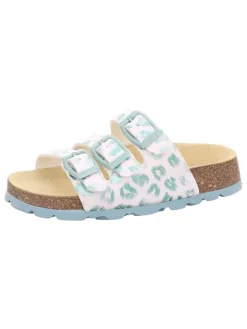 Slippers wit/turquoise