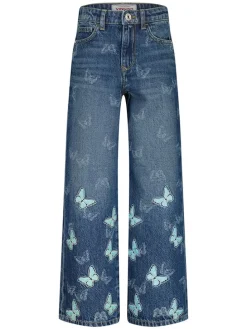 Spijkerbroek - wide leg - donkerblauw