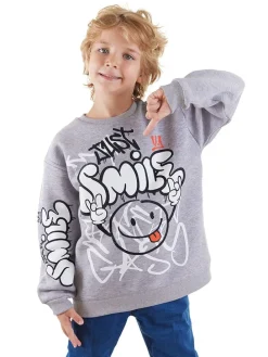 Sweatshirt "Just Smile" grijs