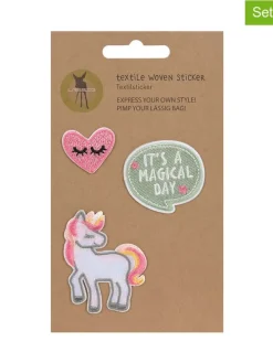 Textielen stickers "Unicorn" roze/groen/wit