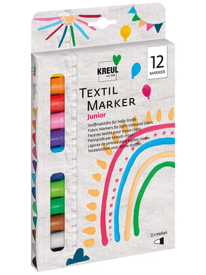 Textielmarker "Junior" - 12 stuks - vanaf 3 jaar