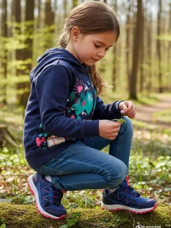Trekkingschoenen donkerblauw/roze