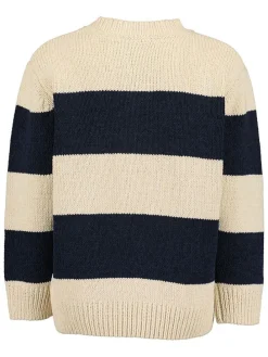 Trui beige/donkerblauw