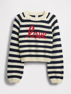 Trui beige/donkerblauw