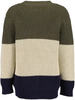 Trui kaki/beige/donkerblauw