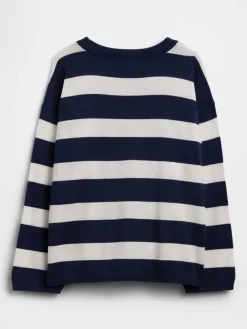 Trui wit/donkerblauw