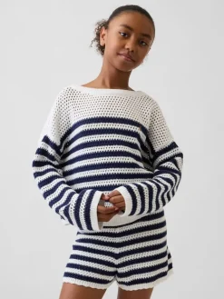 Trui wit/donkerblauw
