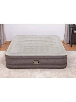 Tweepersoons luchtbed + ingebouwde elek. pomp grijs - (B)152 x (H)36 x (D)203 cm