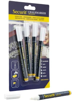 Vloeibare krijtstiften "Secure®" wit - 4 stuks