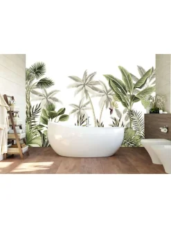 Wandsticker wit/groen - (L)100 x (B)100 cm