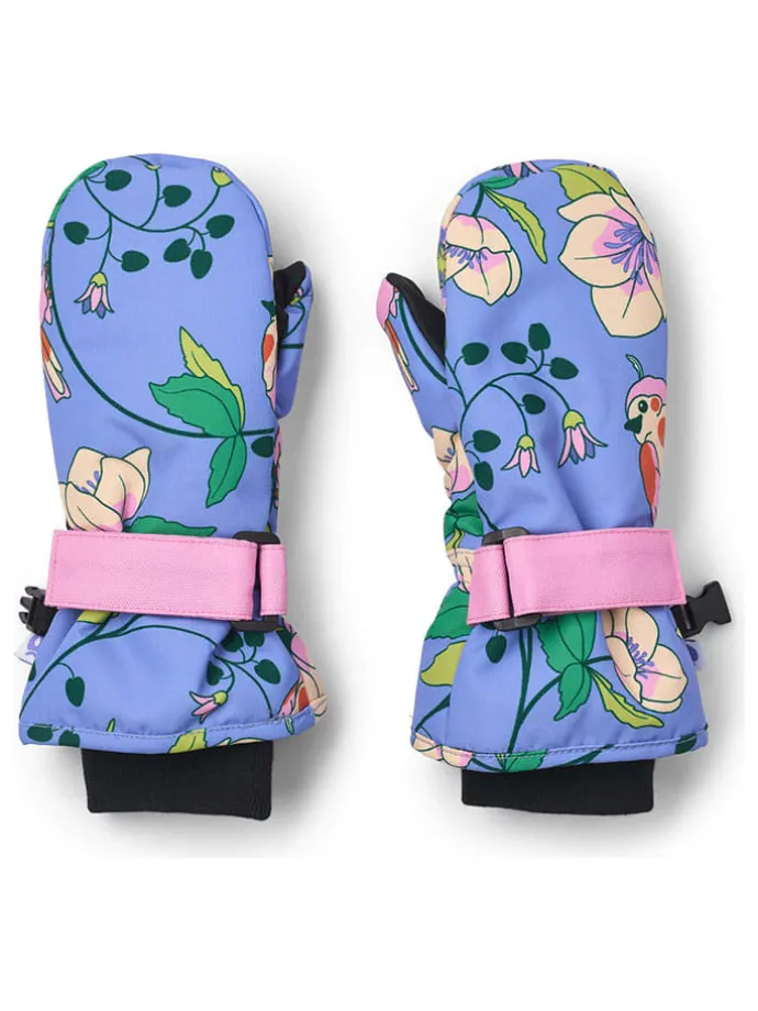 Wanten "Vogels en bloemen" paars