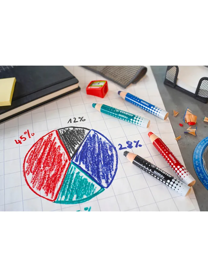 Whiteboardmarkeerstift & flipchartmarkeerstift "MARKdry" - 4 stuks + accessoires