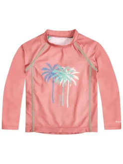 Zwemshirt "Palmen" koraalrood